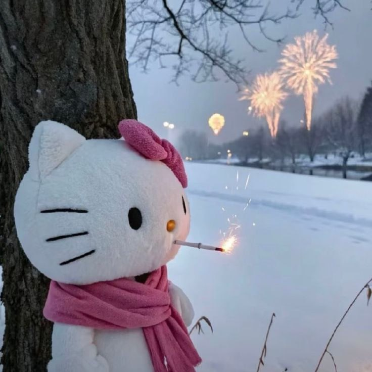 Winter Hello Kitty with Sparkler